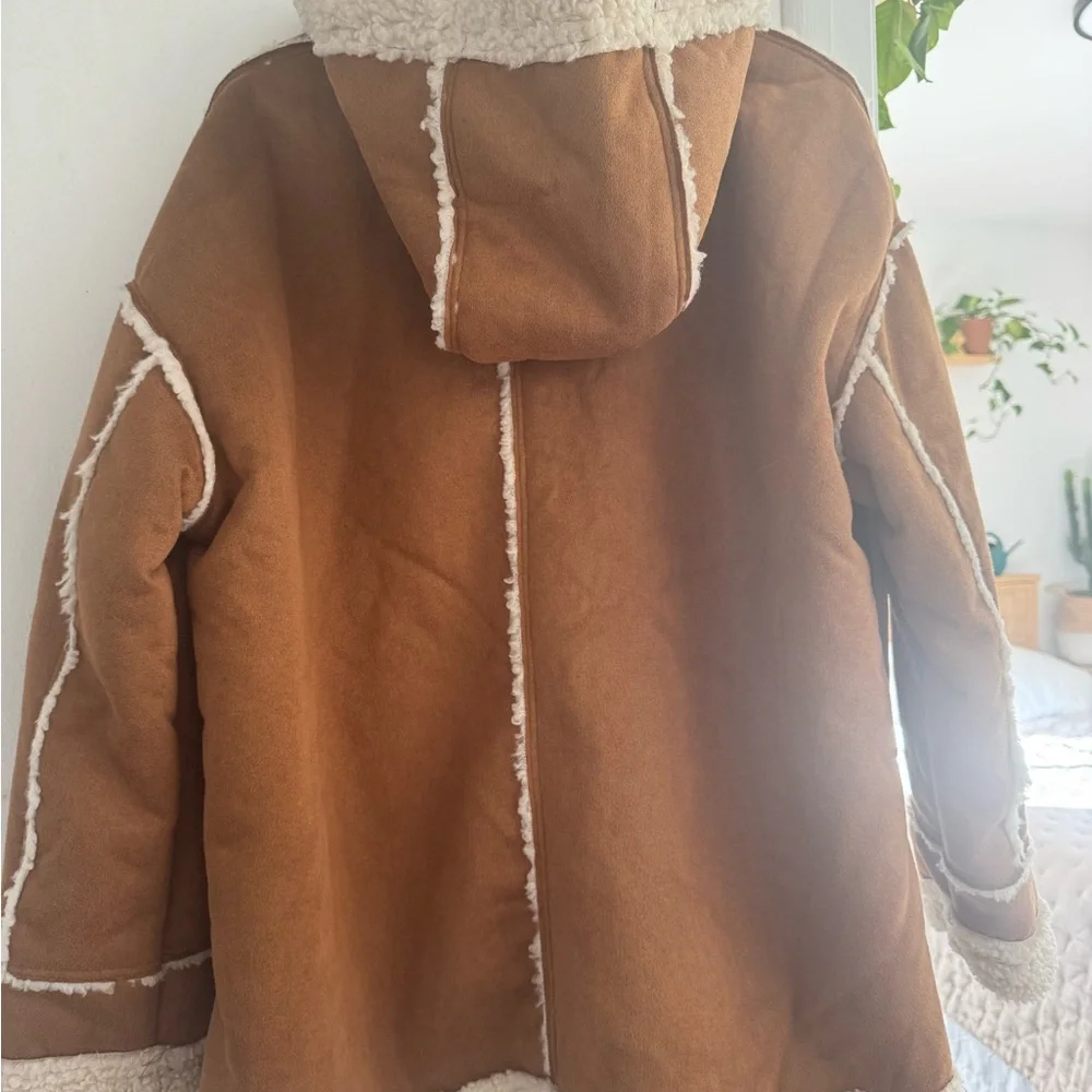 Cider Brown and White Boho Shearling Jacket - Picture 5 of 5